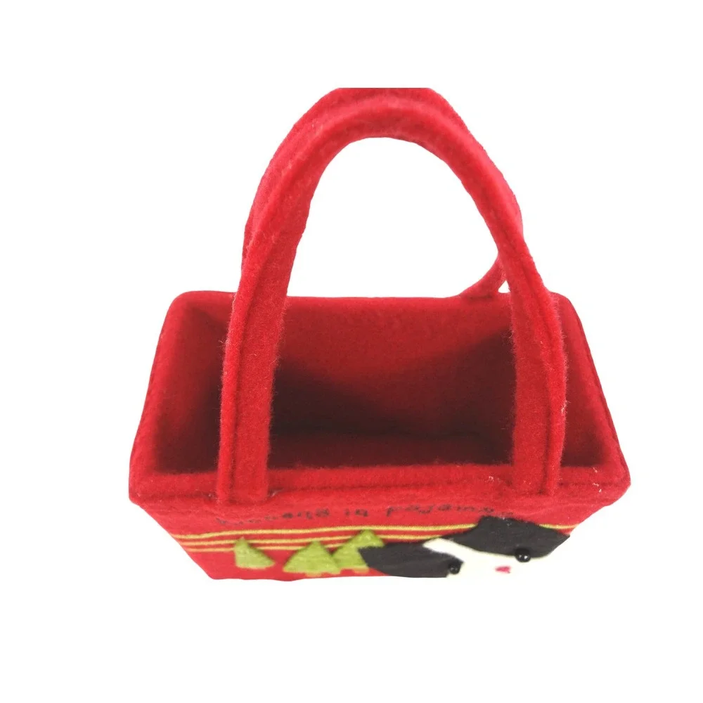 Vintage Kittens in‎ Pajamas Square Red Felt Handbag Accessory Pouch